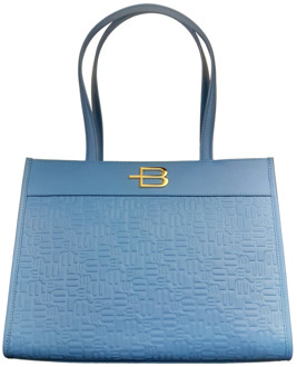Blauwe Logo Print Shopper Baldinini , Blue , Dames - ONE Size