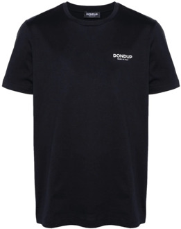 Blauwe Logo Print T-shirts en Polos Dondup , Blue , Heren - Xl,L,M