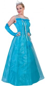 Blauwe prinsessenjurk voor dames - carnaval verkleed kleding - compleet