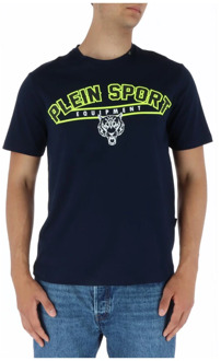 Blauwe Print T-shirt Plein Sport , Blue , Heren - L