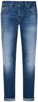 Blauwe Skinny-Fit Jeans met Logo Plaque Dondup , Blue , Heren - W38,W33,W30,W32,W36,W31