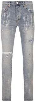 Blauwe Skinny Jeans met Distressed Details Purple Brand , Blue , Heren - W33,W31,W30