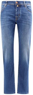 Blauwe Slim Fit Jeans met Metalen Knoopsluiting Jacob Cohën , Blue , Heren - W37,W36,W44