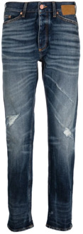 Blauwe Slim Fit Jeans met Verborgen Sluiting Palm Angels , Blue , Heren - W33,W32,W30