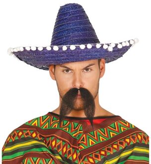 Blauwe sombrero/Mexicaanse hoed 45 cm voor volwassenen