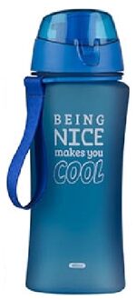 Blauwe Sportfles/sportbeker Met Sportdop 480 Ml Being Nice Makes You Cool - Drinkflessen