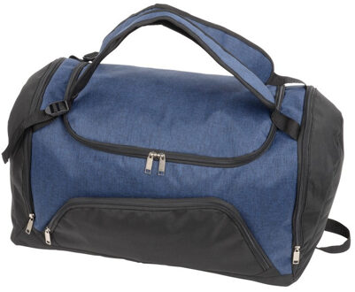 Blauwe sporttas/weekendtas/rugtas met schoenenvak - 55 x 30 x 28 cm - 45 liter - reistas