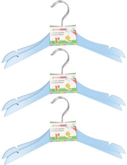 Blauwe stevige houten kledinghangers voor kinderen 12x stuks