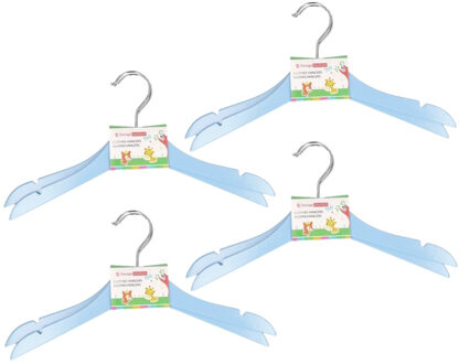Blauwe stevige houten kledinghangers voor kinderen 16x stuks