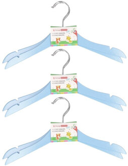 Blauwe stevige houten kledinghangers voor kinderen 8x stuks