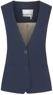Blauwe Suiting Gilet van Remain Clothing Remain Birger Christensen , Blue , Dames - XS