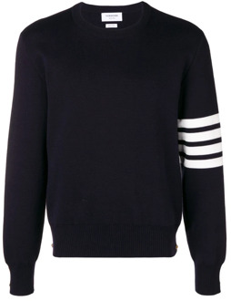 Blauwe Sweater 4-Bar Milano Stitch Jumper Thom Browne , Blue , Heren - 2Xl,Xl,L,M