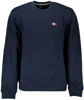 Blauwe Sweater met Lange Mouwen Logo Applicatie Tommy Hilfiger , Blue , Heren - 2Xl,Xl,M,S