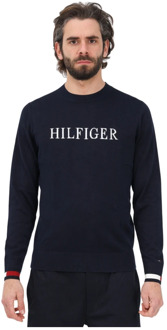 Blauwe Sweaters Tommy Hilfiger , Blue , Heren