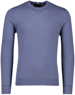 Blauwe Trui met Ronde Hals Tommy Hilfiger , Blue , Heren - XL