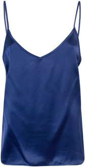 Blauwe V-hals tanktop MVP wardrobe , Blue , Dames - S,Xs