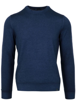 Blauwe Wol Crew-neck Sweater Fay , Blue , Heren - XL