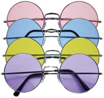 Blauwe XL hippie bril met grote glazen