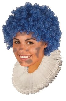 Blauwe zwarte roetveeg pieten pruik afro voor volwassenen met krulletjes