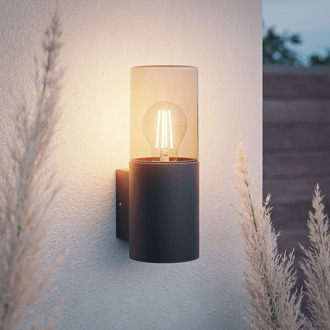 Blaze - LED Wandlamp - Up light - E27 Fitting - IP44 Waterdicht - Smokey glas Zwart