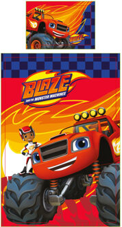 Blaze Monsterwielen dekbedovertrek 140 x 200 cm rood/oranje