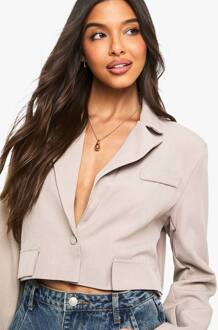 Blazer In Jeansstijl Met Pocketdetails, Stone - 36