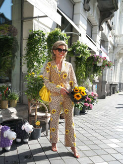 Blazer lesbos luipaardprint met zonnebloemen Beige - XS