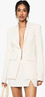 Blazer Met Naaddetail, Diepe V-Hals En Nauwsluitend Model, Cream - 38