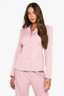 Blazer Met Schoudervulling En Getailleerde Taille, Pink - 36