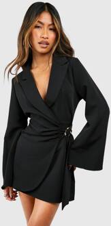 Blazerjurk Met Gespdetail En Getailleerde Taille, Black - 36