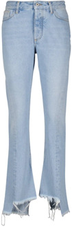 Bleach Twist Flared Jeans Off White , Blue , Dames - W25,W26