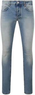 Bleached Blue Denim Straight Jeans 14 Bros , Blue , Heren - W34,W32,W31