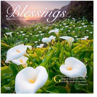 Blessings 2026 12 X 24 Inch (Hanging) Monthly Square Wall Calendar Plastic-Free - Browntrout