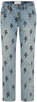Bliksemprint Regular Fit Denim Jeans One Teaspoon , Blue , Dames - W26