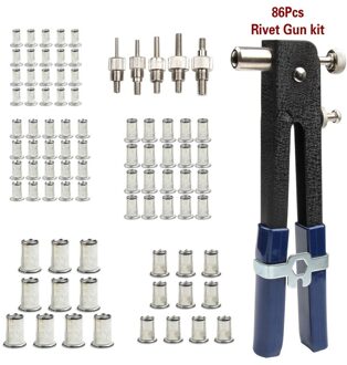 Blind Hand Klinknagel Noten Schroefdraad Insert Rivet Tool Klinkhamer Gun met Nutsert Klinken Huishoudelijke Reparatie Tools Set 86Pcs M3-M8