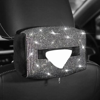 Bling Auto Kristal Diamant Tissue Doos Diamante Papieren Handdoek Buis Auto Strass Rugleuning Tissue Papier Doos Meisjes Vrouwen wit