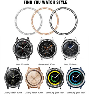 Bling Bezel For Samsung Galaxy Watch 46mm 42mm gear s3 cover Diamond Metal Ring Adhesive Cover Anti watch Accessories s 3 46 mm