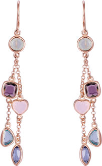 'Bling' Dames 925 Sterling Zilveren Hangoorbellen - Roze ZO-7412 Rosé