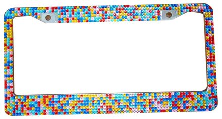 Bling Kristal Nummerplaat Frame Luxe Handgemaakte Rhinestone Vrouwen Auto Frame Plaat Met Ontsteking Knop Voor Usa Canada Truck mengen kleuren