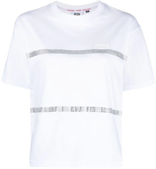 Bling T-shirt Sprankelende Stijl Gcds , White , Dames - XS