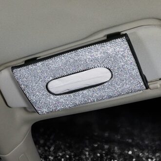 Blingbling Auto Zonneklep Tissue Doos Diamanten Pu Leer Tissue Case Voor Vrouwen Auto Sparkling Crystal Auto Servet Case Auto interieur zwart