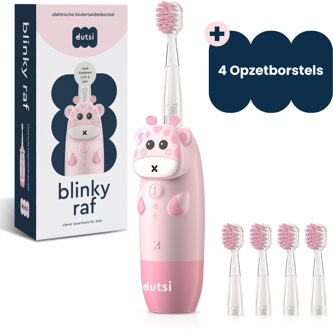 Blinky Raf - Sonische Kindertandenborstel - 0 t/m 6 jaar - Baby Tandenborstel - Met Timer, Lichtshow & Oplaadbaar - Inclusief 4 Opzetborstels & Poetsdiploma - Roze