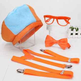 Blippi Dress Up Set balloon birthday Party Decoration accessories party supplies Blippi stickers Blippi hat Glasses Bowtie