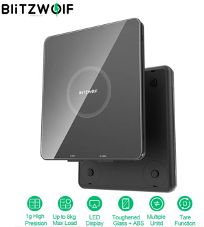 BlitzWolf LED Kitchen Scale 8kg Max Load with 1g High Precision Kitchen Scales Toughened Glass Weighing Scale For Cooking Baking