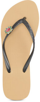 Block switch dames slipper met hak goud, , maat: - maat 39-40