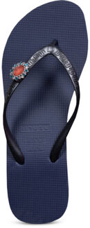 Block switch dames slipper met hak marineblauw, , maat: - maat 37-38