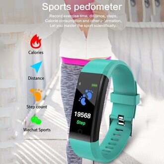 Bloeddruk Hartslag Monitoring Stappenteller Fitness Apparatuur Draadloze Sport Horloge Fitness Apparatuur Stappentellers groen
