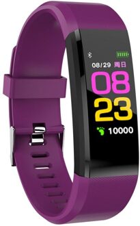 Bloeddruk Hartslag Monitoring Stappenteller Fitness Apparatuur Draadloze Sport Horloge Fitness Apparatuur Stappentellers Paars