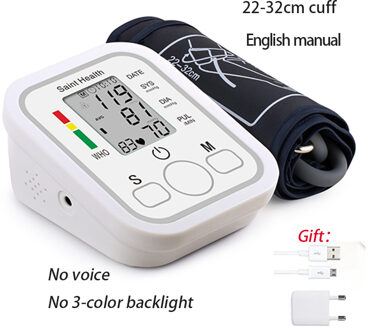 Bloeddrukmeter Arm Bloeddrukmeter Digitale Tensiometer Bloeddrukmeter Lcd Heart Beat Meter Tonometer Met Adapter B02EN