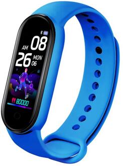 Bloeddrukmeter Bluetooth Smartband Armbanden Mannen Vrouwen M5 Smart Sport Band Fitness Tracker Stappenteller Hartslag blauw